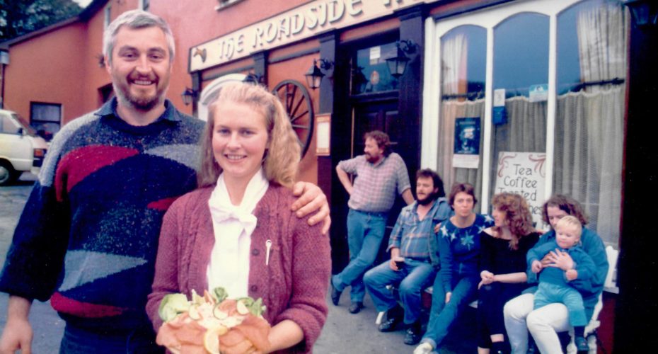 Birgitta and Peter Curtin in front of Roadside Tavern